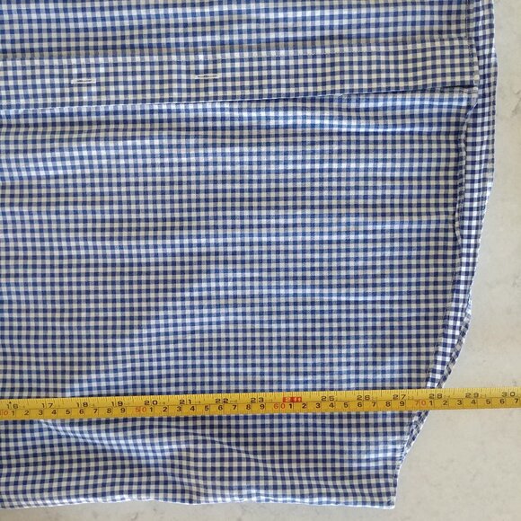 Alan Flusser Mens Large 100% cotton blue white checked button down shirt - Picture 13 of 16